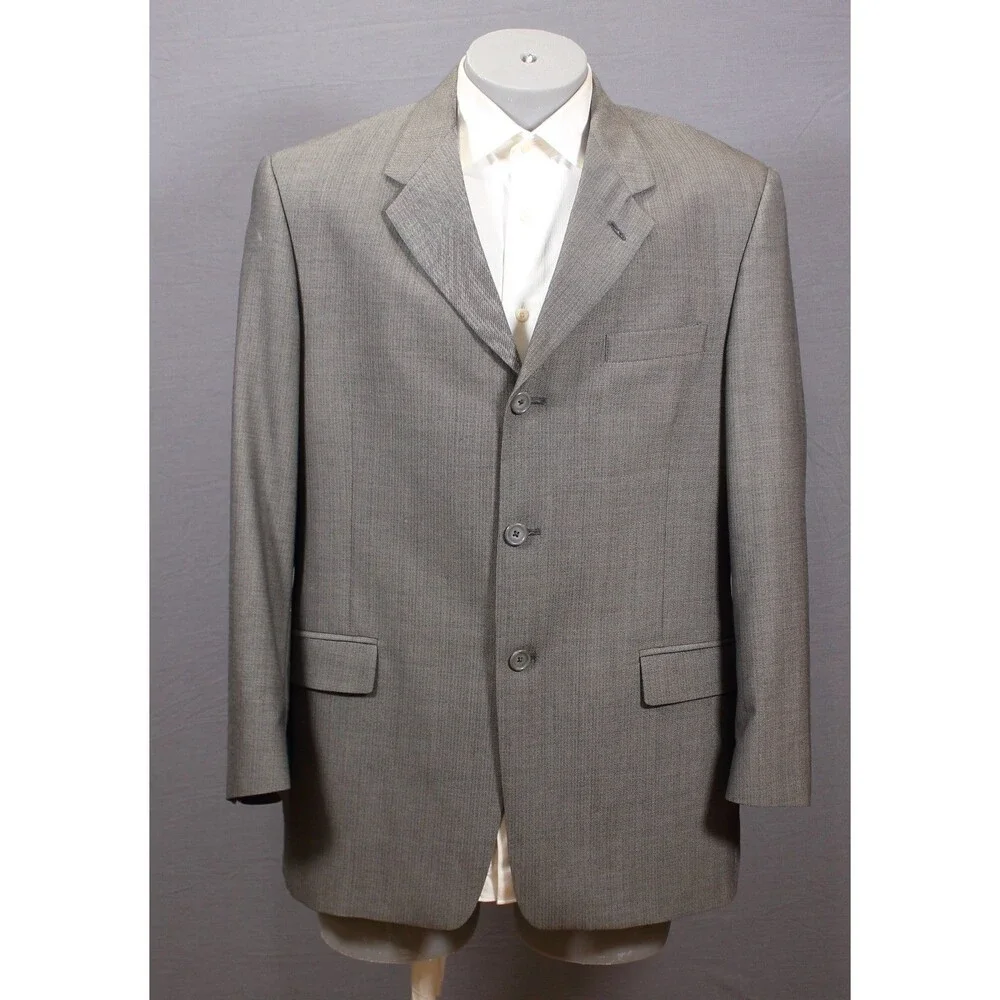 Kenneth Cole NY Wool Gray 2 piece Suit 3 Btn 43L Pleated Fronts 34